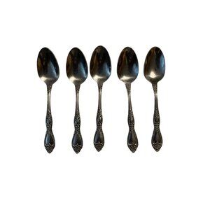 Oneida Silver Huntington Stainless Floral Teaspoon Set Of 5 Discontinued glossy